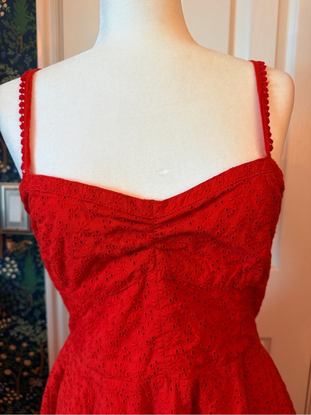 Altar'd State Red Eyelet Spaghetti-Strap Fit & Flare Mini - Picture 2 of 8